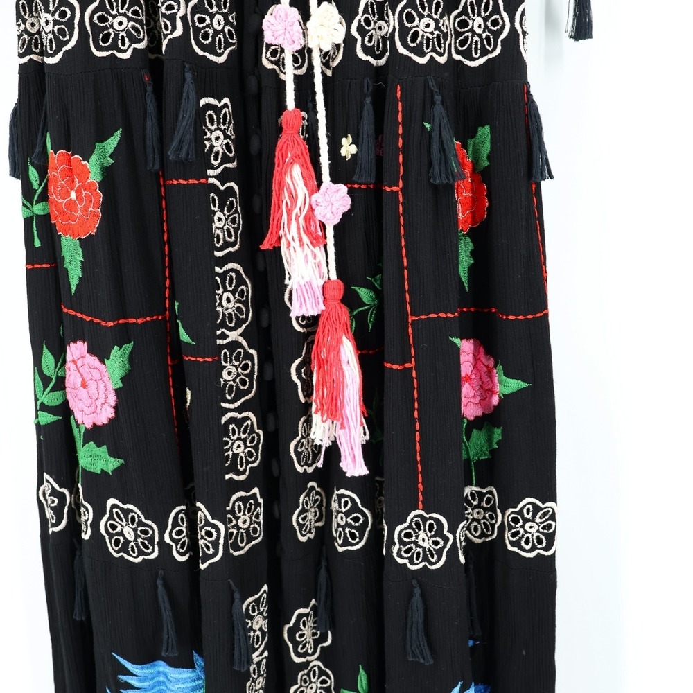 Free People Fillyboo Embroidered Dress Maxi Boho Festival Kimono XS 100% Rayon - Picture 6 of 16